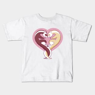 Valentine Ferrets Heart Kids T-Shirt